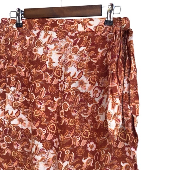 Nicole Miller Floral Paisley Tie Waist Linen Wrap Skirt Size Medium - Picture 4 of 6